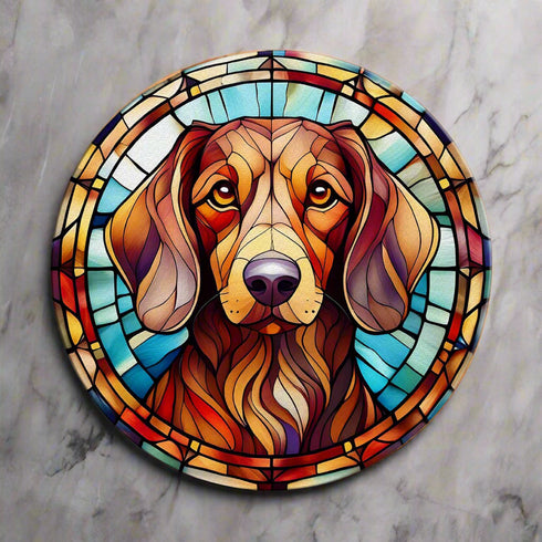 Dachshund Red Glass Suncatcher Worktop Saver